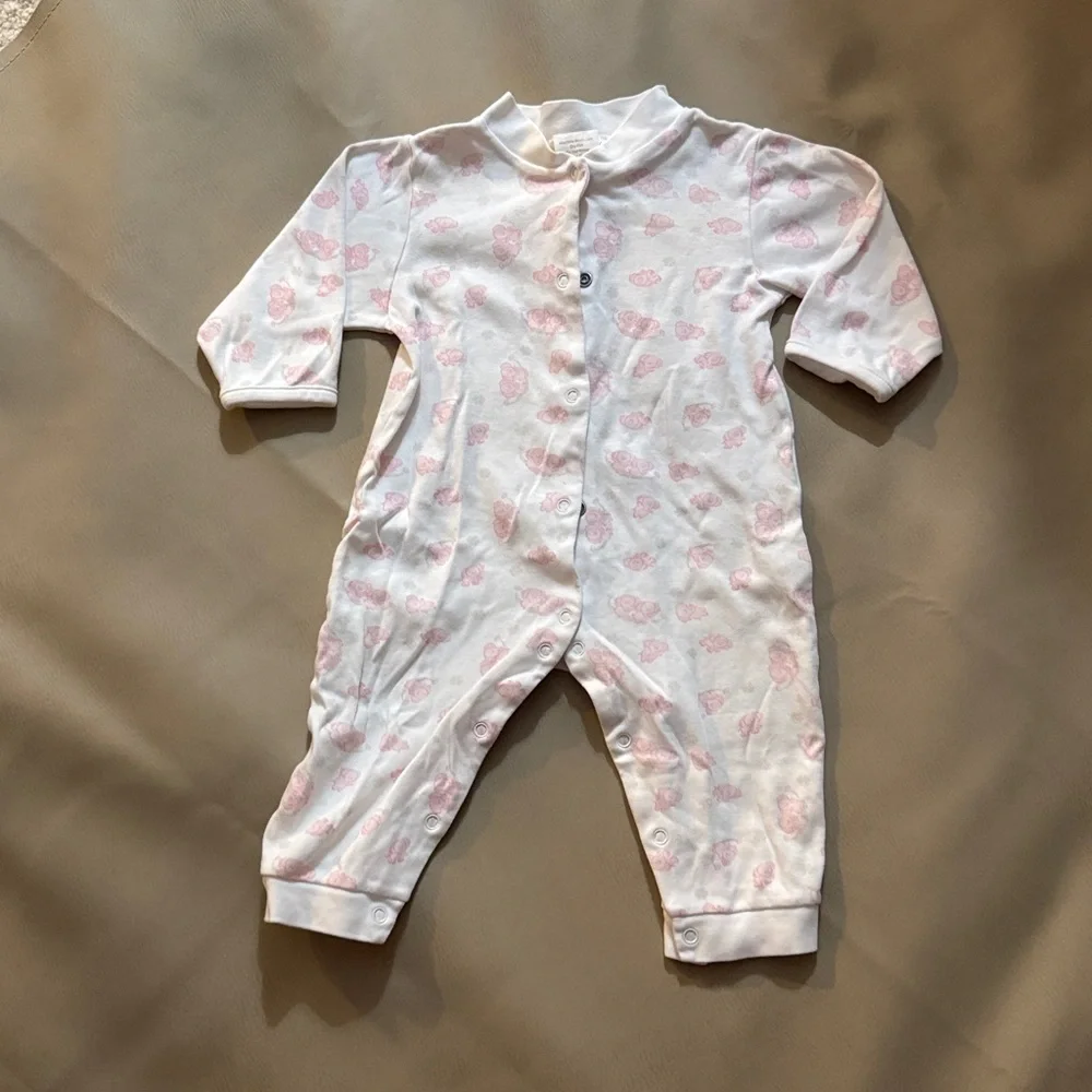 Lyda baby baby girl pink elephant print cotton footie